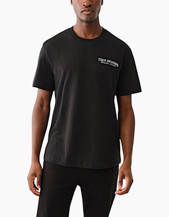 True Religion Mens True Religion 108677 Mens T Shirts Embroidered Cotton Tee - Black - Size: 36