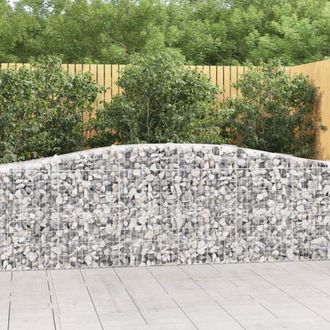 Berkfield Home Arched Gabion Baskets 6 pcs 400x50x80/100 cm Galvanised Iron in Silver