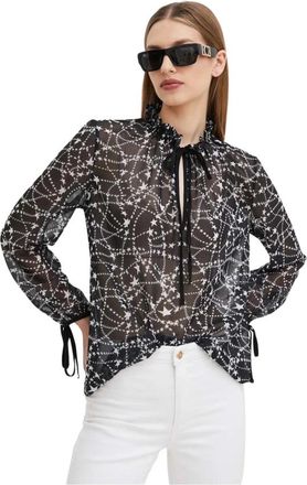 Silvian Heach Colonia Sterrenprint Blouse - Dames - Blouses - Zwart - XS - Polyester - Overhemden