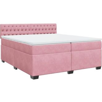 vidaXL Cama Box Spring Con Colch&oacute;n Terciopelo Rosa 200x200 Cm Vidaxl