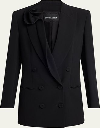 Giorgio Armani Rosette Lapel Double-Breasted Blazer Jacket
