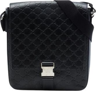 Gucci Pre-owned Messenger Bag - Heren - Vintage Schoudertas - Zwart - ONE Size - Leer - Vintage