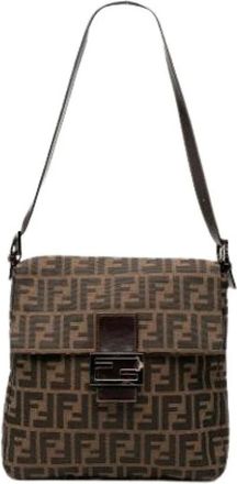 Fendi Pre-owned Shoulder Bags, female, Brown, Size: ONE SIZE Pre-owned Canvas fendi-bags