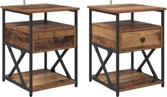 vidaXL Bedside Cabinet 2 pcs Old wood 40 x 42 x 55 cm Engineered wood vidaXL