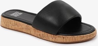 Where's That From Womens Flat Open Toe Slides - Black - Size: 4