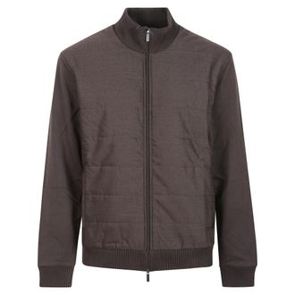 Fay Bi-materiaal jas van wol en katoen - Heren - Jassen - Bruin - Maat: 2XL Katoen