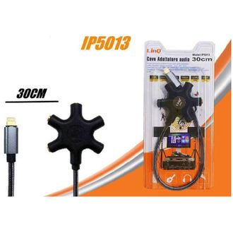 Trade Shop Trade Shop - Audio Da Lightning A 5x Jack Aux Femmina Adattatore 5 In 1 Da 30 Cm Ip5013