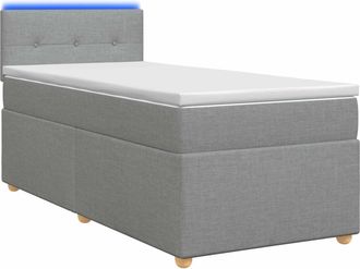 vidaXL Cama Con Base Tapizada, Colch&oacute;n Y Luz Led Gris Claro Tela Vidaxl