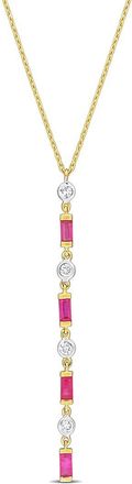Rina Limor 10K 0.86 Ct. Tw. Diamond & Ruby Lariat Necklace
