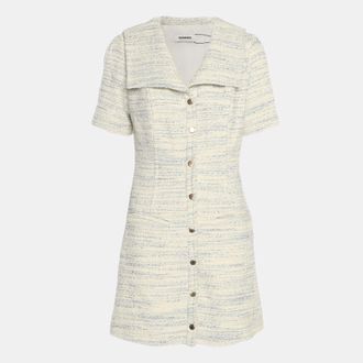 Sandro Cream/blue Tweed Mini Dress