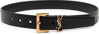 Saint Laurent Logo Leather Belt - Black - 95 (UK16/ XL)