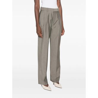 Victoria Beckham Mohair-Wool Tailored Trousers - Gray