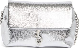Rebecca Minkoff Metallic Leather Flap Crossbody Bag in Silver at Nordstrom Rack