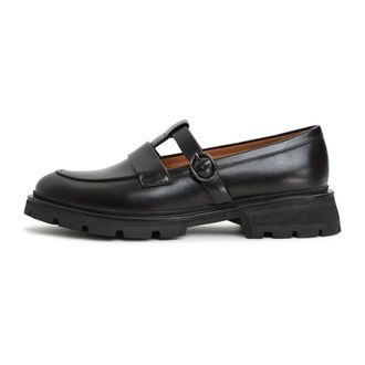 Cesare Gaspari Schoenen, Dames, Zwart, 40 EU, Leer, Leren Platform Loafers Marina
