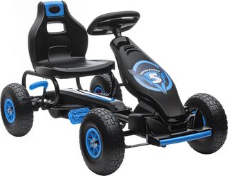 OEM Go Kart A Pedales Infantil Con Asiento Ajustable Neum&aacute;ticos Inflables Amortiguador Y Freno De Mano 121x58x61 Cm Azul