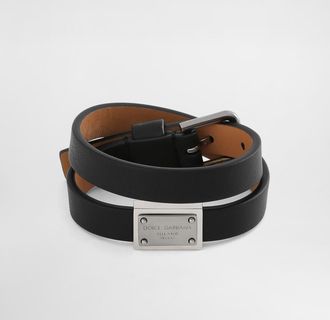 Dolce & Gabbana Calfskin Bracelet - Man Bijoux Black Leather S