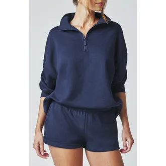 Florence By Mills Cozy Crush Half-Zip Cotton Blend Sweatshirt in Navy at Nordstrom, Size X-Small