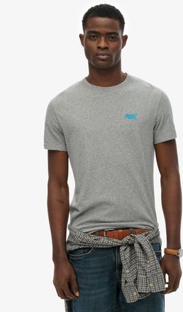 Superdry Rundhalsshirt SUPERDRY ESSENTIAL LOGO EMB TEE, Herren, Gr. XXL, noos grau marl, blau, Single Jersey, Obermaterial: 100% Baumwolle, meliert, slim fit h