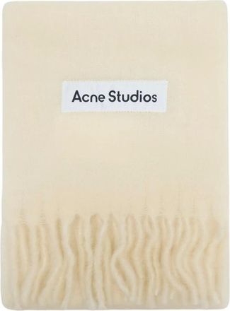 Acne Studios Winter Scarves, unisex, White, Size: ONE SIZE Wool Logo Scarf
