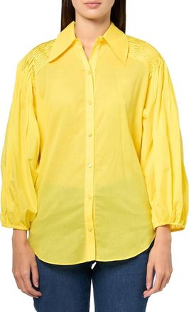Trina Turk Court Short Sleeve Button Up Top In Desert Sun