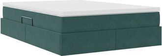 vidaXL Storage Bed with Mattress Dark Green 140 x 190 cm Velvet vidaXL