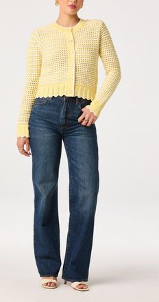 ASTR the Label Karly Open Stitch Cardigan in Off White Yellow at Nordstrom, Size X-Large