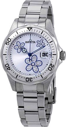 Invicta Pro Diver Silver Crystal-set Dial Stainless Steel Ladies Watch 12834