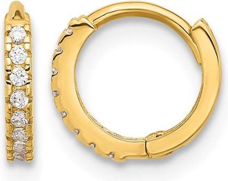 Diamond2Deal 10K Yellow Gold 1.5mm Round Cubic Zirconia Hoop Earrings