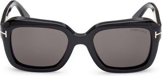 Tom Ford Natalia 52mm Square Sunglasses in Shiny Black/Eco/Smoke Lenses at Nordstrom