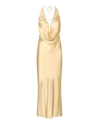 Rotate Fluid Draped Maxi Dress Crafted from Recycled Chiffon