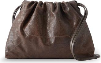 Brunello Cucinelli Bolso bandolera de piel con estampado de reptil - Bags - Mujer - Marr&oacute;n - ONE SIZE
