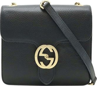 Gucci Black Calfskin Interlocking G Chain Bag (Authentic Pre-Loved)