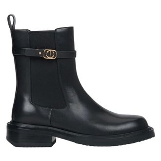 Estro & Luminara Schoenen, Dames, Zwart, 37 EU, Leer, Chelsea Boots met Decoratieve Band