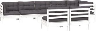 vidaXL Muebles De Jard&iacute;n 8 Pzas Y Cojines Blanco Madera Maciza De Pino Vidaxl