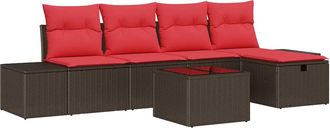 vidaXL Conjunto De Sof&aacute; De Jard&iacute;n 6 Uds. Marr&oacute;n Rat&aacute;n Sint&eacute;tico Vidaxl