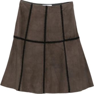 Blugirl Suède rok met vlakken - Bruin