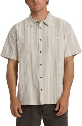 Billabong Sundays Stripe Jacquard Short Sleeve Cotton Button-Up Shirt in Oatmeal at Nordstrom, Size Small