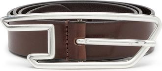 Diesel 3cm leather belt with D-logo buckle - Belts - Unisex - Brown