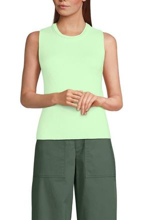 Lands End Cotton Viscose Braided Neck Tank Sweater in Icy Mint Green at Nordstrom, Size X-Large