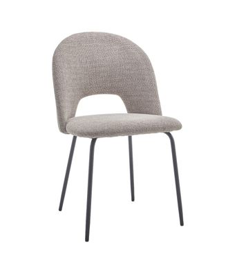 Home Heavenly Pack 4 sillas con patas met&aacute;licas negras y tela beige jaspeado