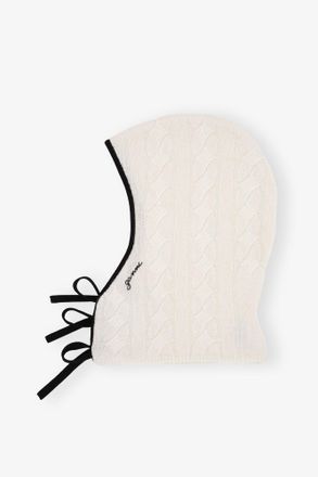 Ganni White Ivory Cashmere Mix Balaclava