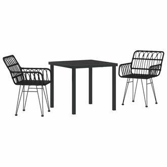 Berkfield Home 3 Piece Garden Dining Set Black Poly Rattan