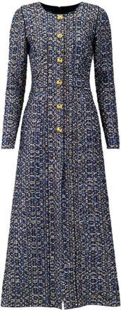 Giambattista Valli tweed A-line cotton maxi dress - women - Cotton - 38 - Blue