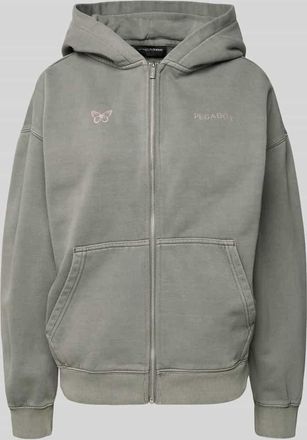 Pegador Oversized Sweatjacke mit K&auml;nguru-Tasche Modell NIVELLES in Dunkelgrau Melange, Gr&ouml;&szlig;e XL