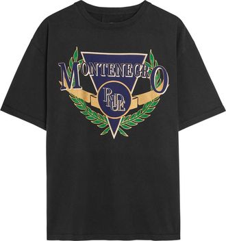 Rhude Rhude Montenegro Regatta Printed Cotton T-shirt - Black - XL