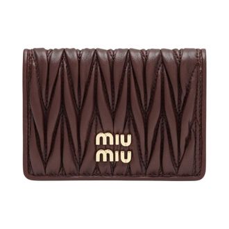 Miu Miu Matelass&eacute; Nappa Leren Kaarthouder - Dames - Portefeuilles - Bruin - ONE Size - Leer - Accessoires