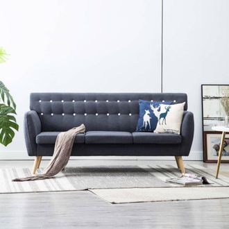 vidaXL Vidaxl - Divano a 3 Posti Rivestito in Tessuto 172x70x82 cm Grigio Scuro