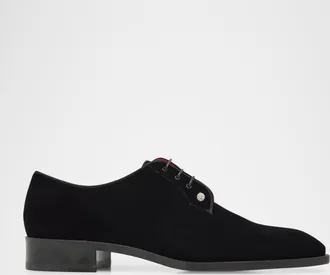 Christian Louboutin Men & apos;s Chambeliss Night Strass Velvet Derby Shoes