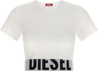 Diesel White Logo Cropped T-shirt