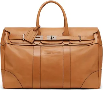 Brunello Cucinelli logo-stamp leather holdall - men - Leather - OS - Brown